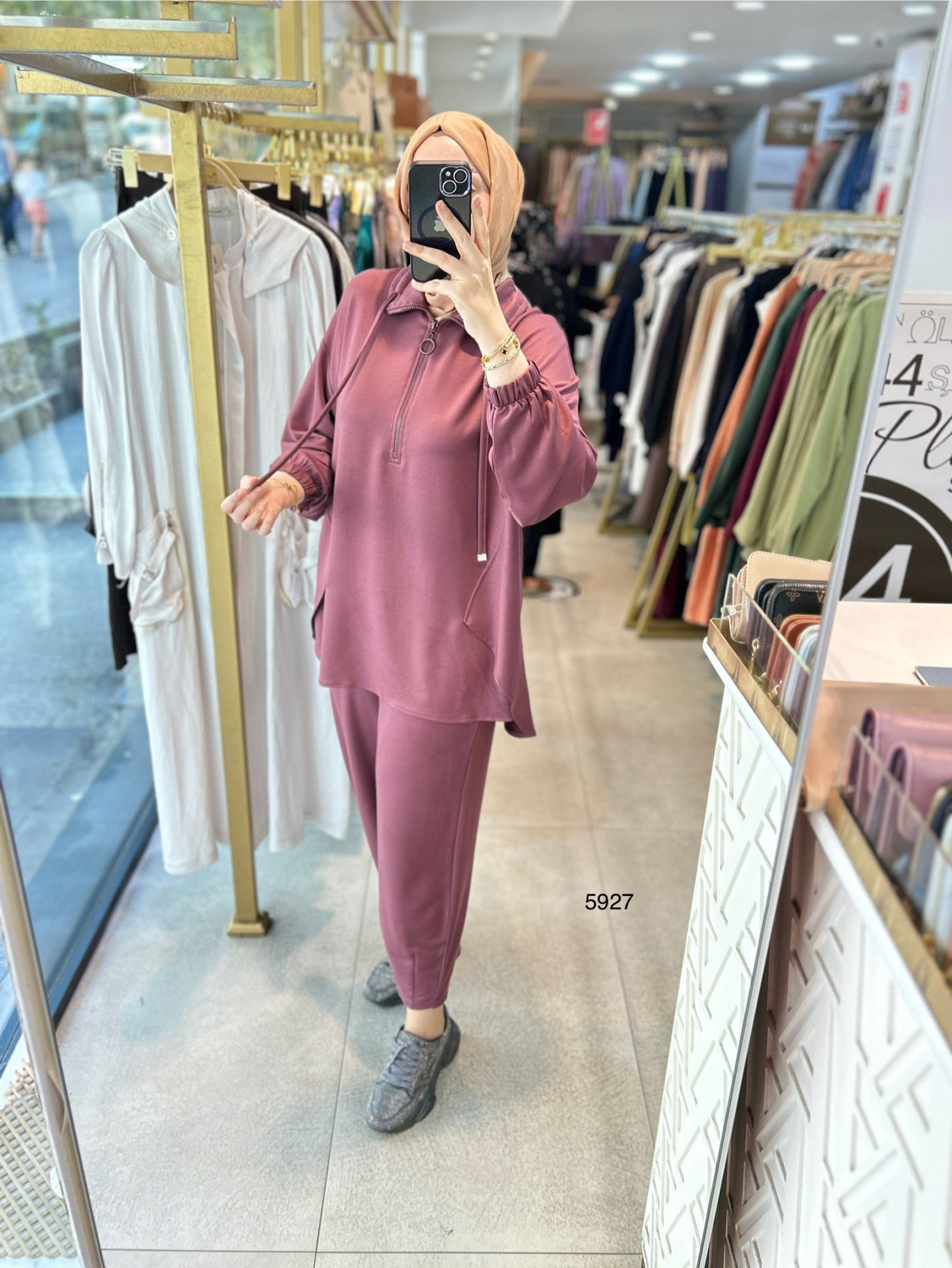 5927 Ön Fermuar Detaylı Spor Takım