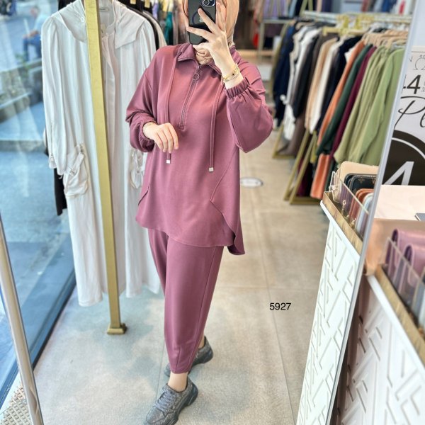 5927 Ön Fermuar Detaylı Spor Takım - Görsel 7