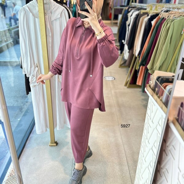 5927 Ön Fermuar Detaylı Spor Takım - Görsel 9