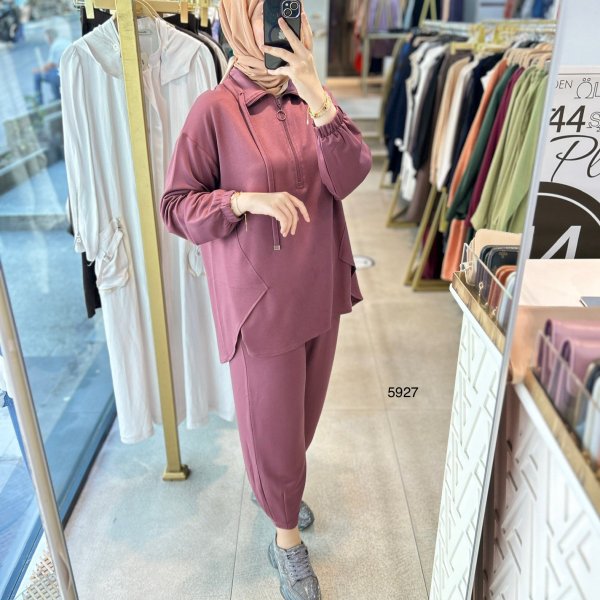 5927 Ön Fermuar Detaylı Spor Takım - Görsel 5