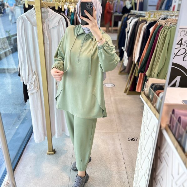 5927 Ön Fermuar Detaylı Spor Takım - Görsel 3