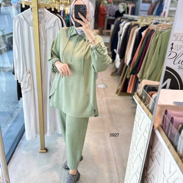 5927 Ön Fermuar Detaylı Spor Takım - Görsel 1