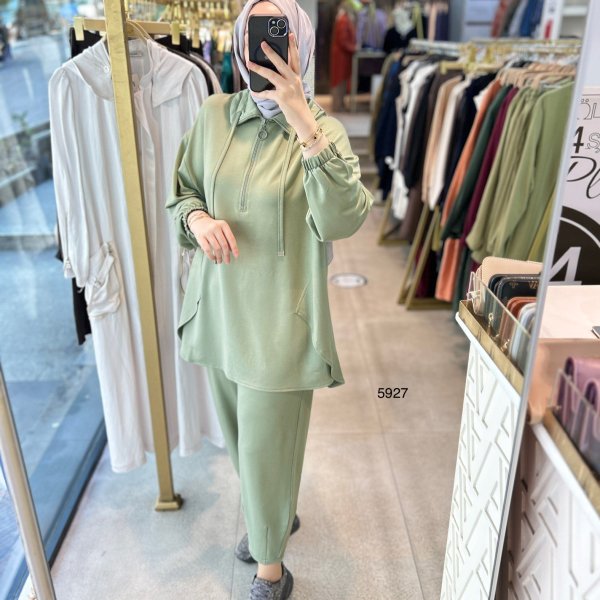 5927 Ön Fermuar Detaylı Spor Takım - Görsel 4