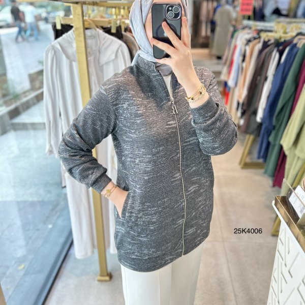 25k4006 KENDİSİNDEN DESENLİ FERMUARLI KAP - Görsel 10