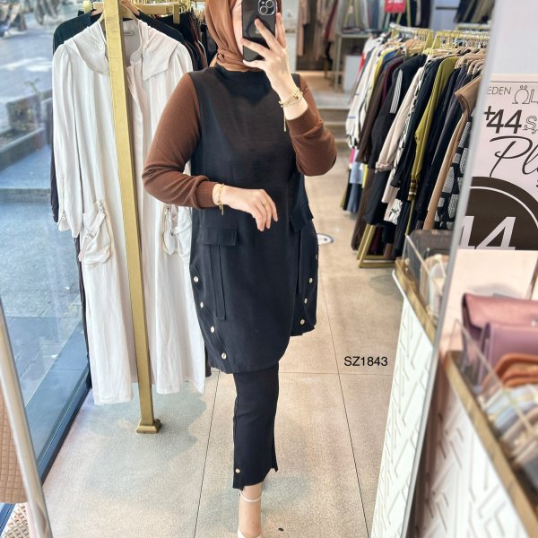 Selma Zaferoğlu SZ1843 Kol Garnili Çıt Detaylı Tunik - Görsel 10