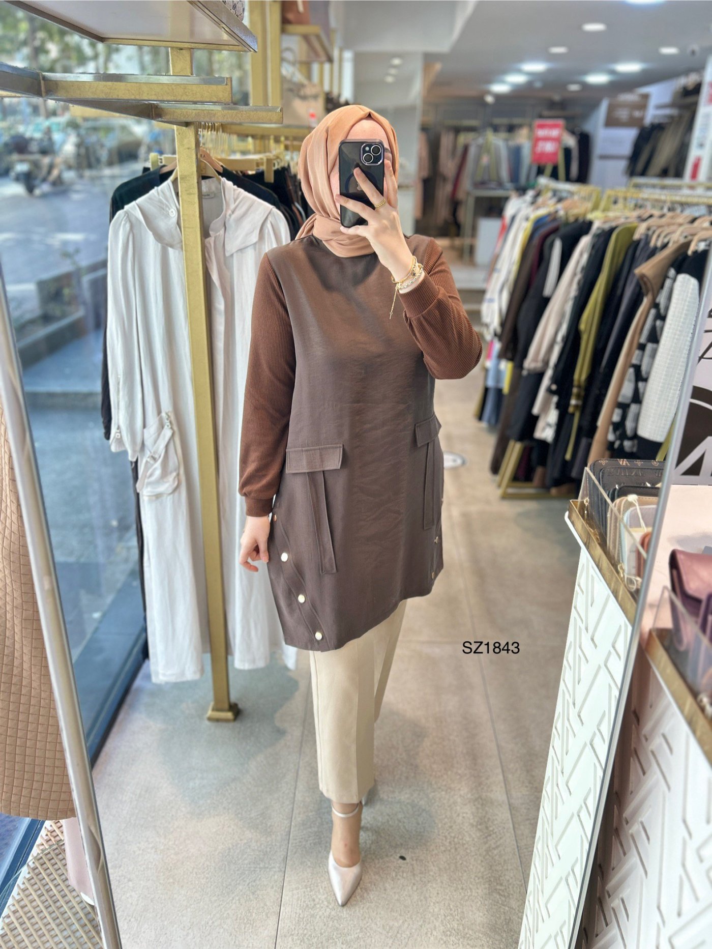 Selma Zaferoğlu SZ1843 Kol Garnili Çıt Detaylı Tunik