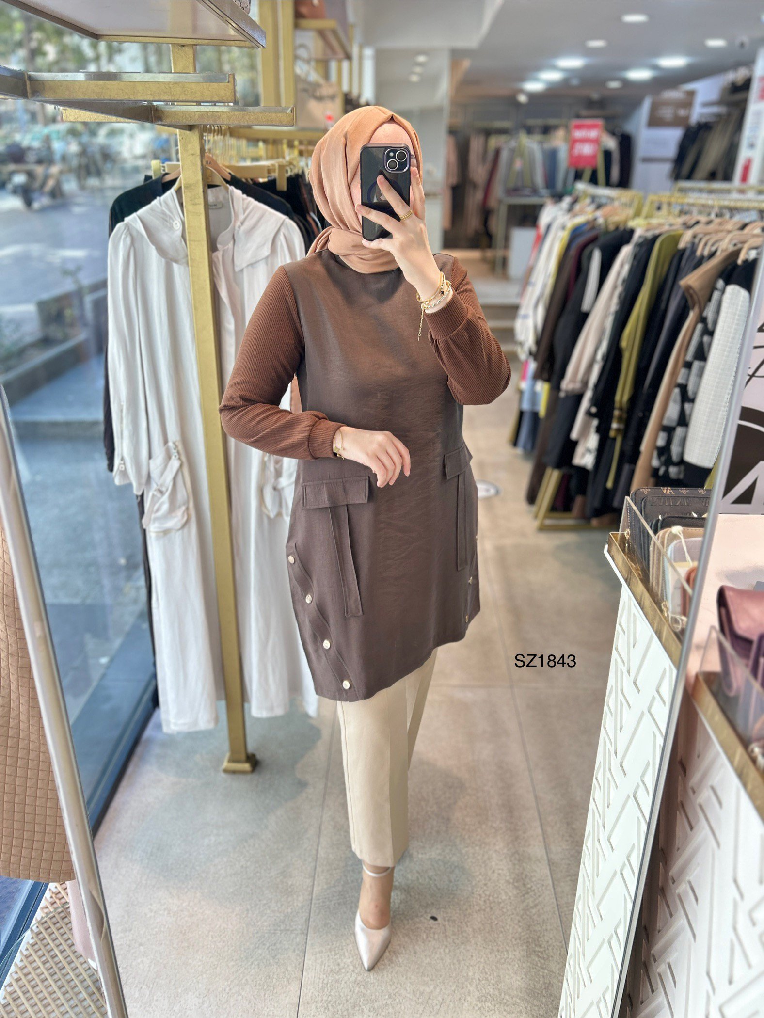 Selma Zaferoğlu SZ1843 Kol Garnili Çıt Detaylı Tunik - Görsel 5