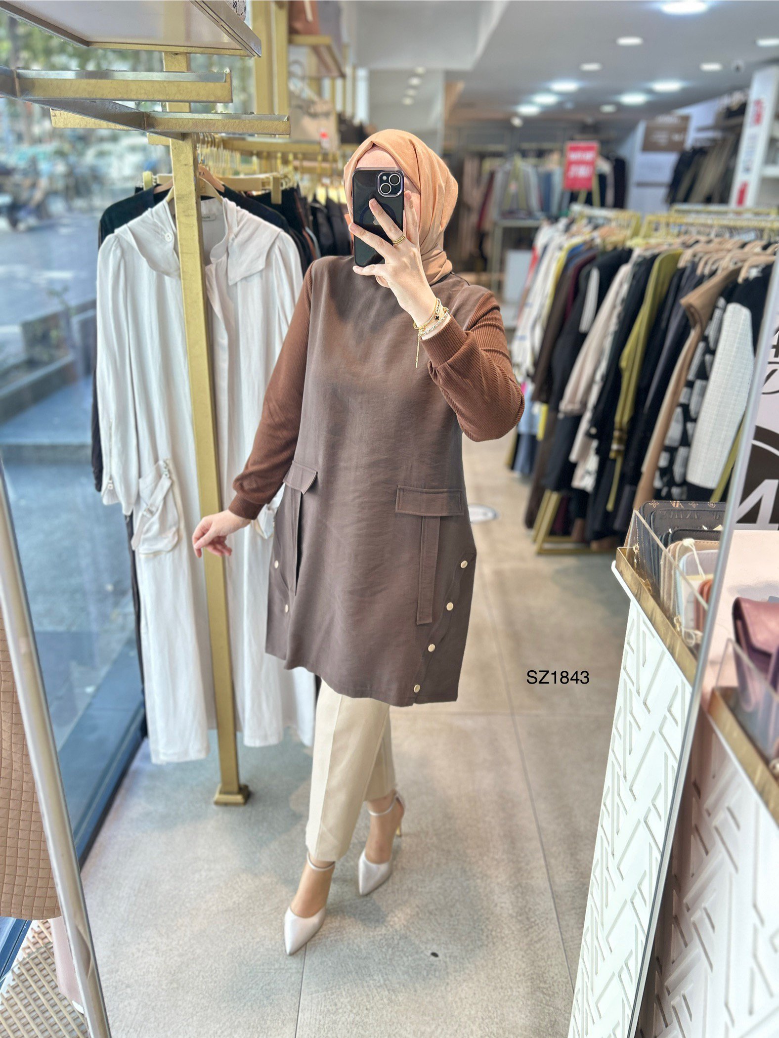 Selma Zaferoğlu SZ1843 Kol Garnili Çıt Detaylı Tunik - Görsel 1