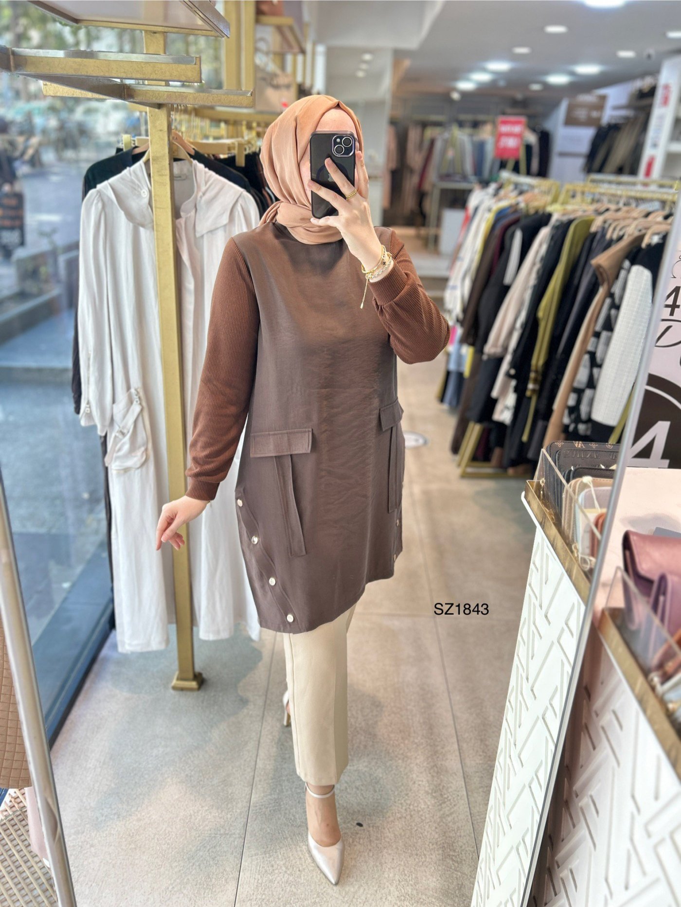 Selma Zaferoğlu SZ1843 Kol Garnili Çıt Detaylı Tunik