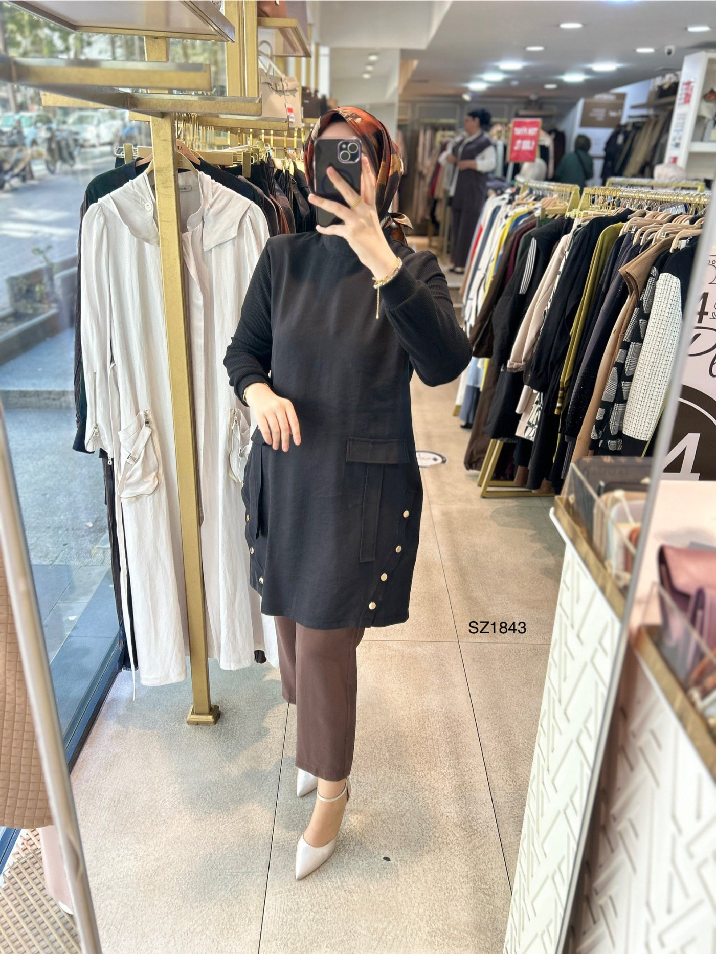 Selma Zaferoğlu SZ1843 Kol Garnili Çıt Detaylı Tunik