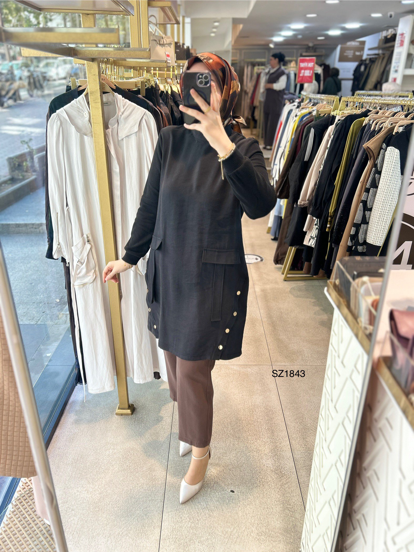 Selma Zaferoğlu SZ1843 Kol Garnili Çıt Detaylı Tunik - Görsel 7