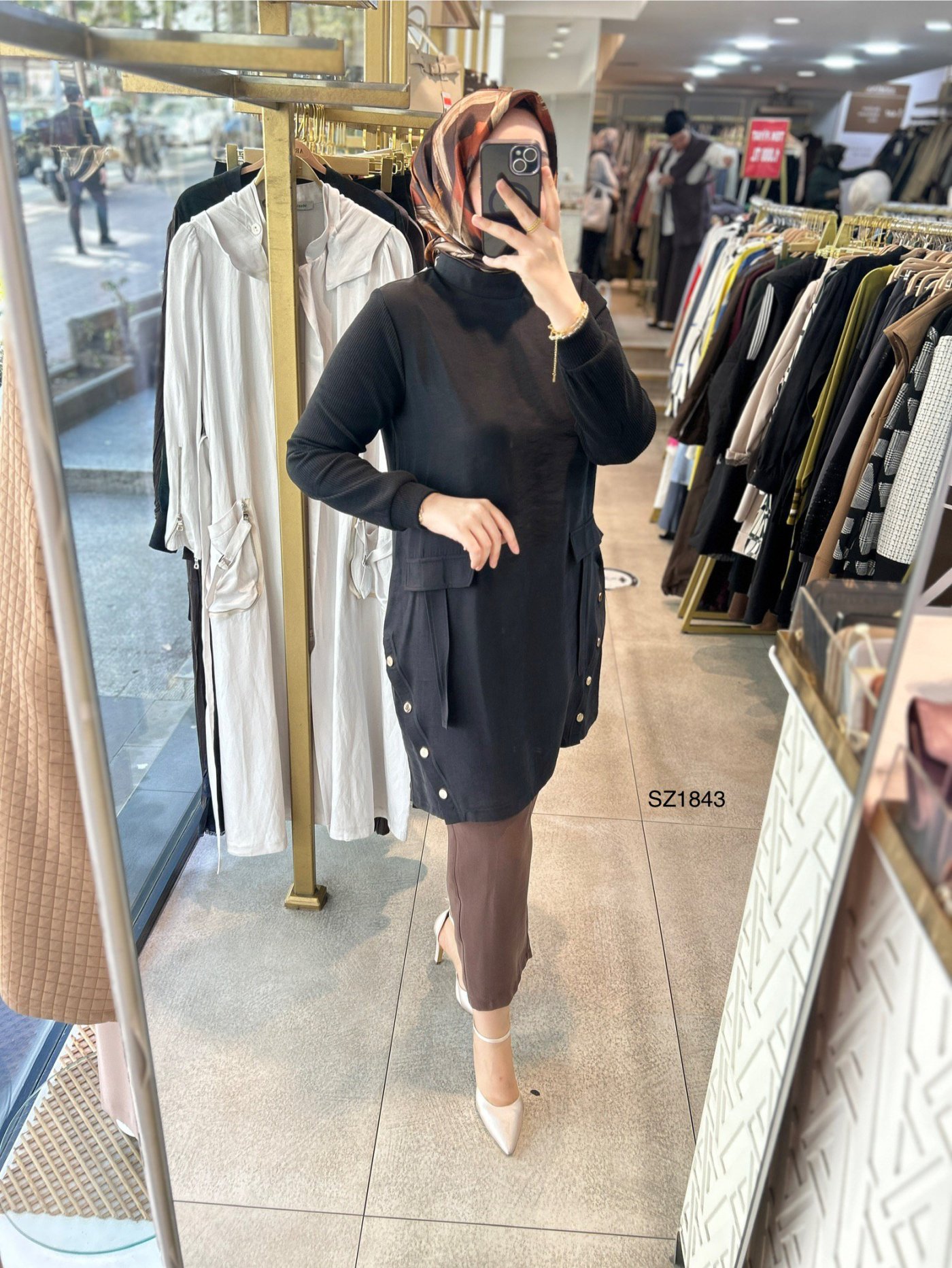 Selma Zaferoğlu SZ1843 Kol Garnili Çıt Detaylı Tunik