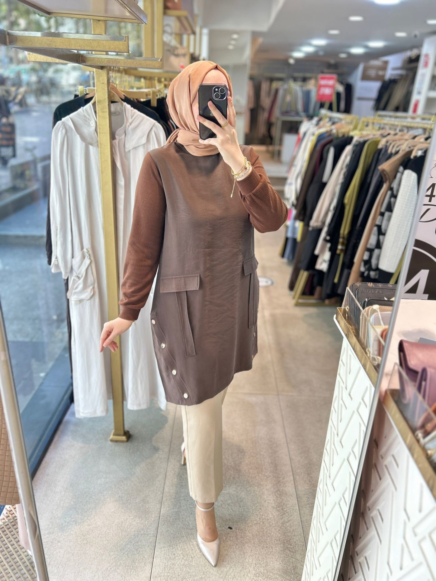 Selma Zaferoğlu SZ1843 Kol Garnili Çıt Detaylı Tunik