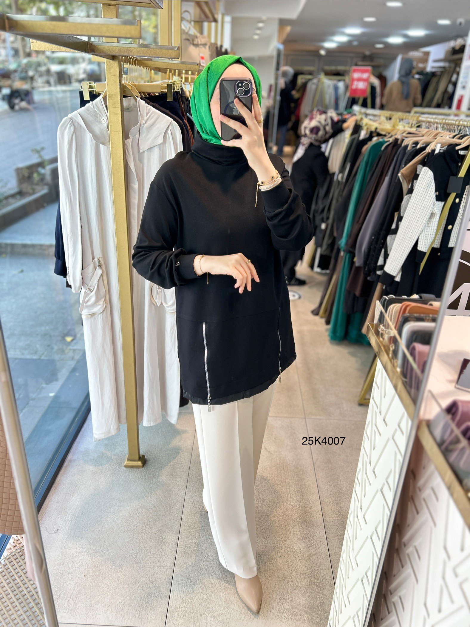 25K4007 Yanları Fermuar Detaylı Tunik - Görsel 11