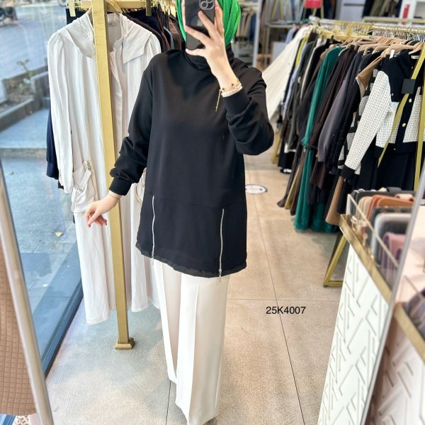 25K4007 Yanları Fermuar Detaylı Tunik - Görsel 19