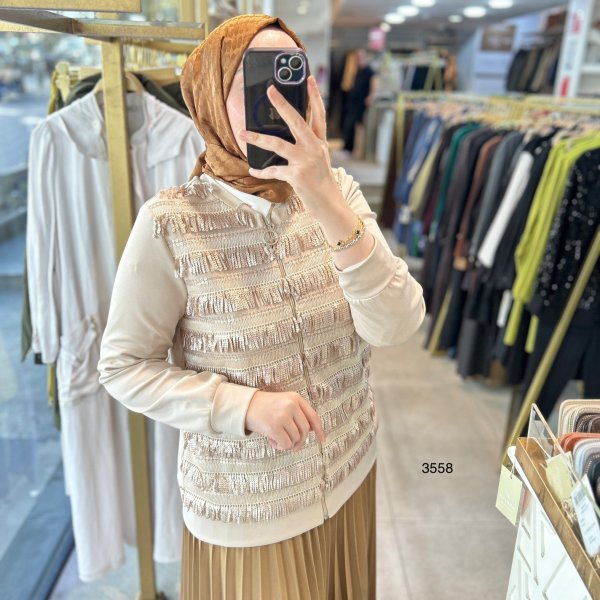 3558 Püskül Detaylı Ceket - Görsel 2