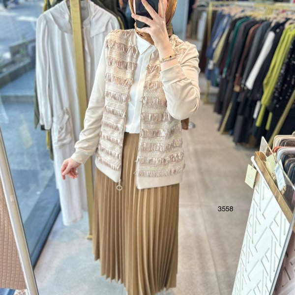 3558 Püskül Detaylı Ceket - Görsel 1