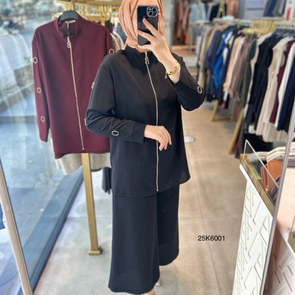 25K6001 KOL DETAYLI ALTÜST TAKIM - Görsel 2