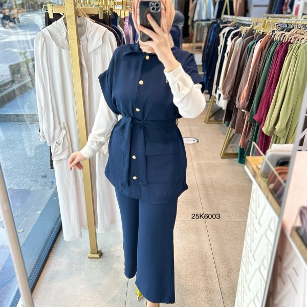 25K6003 KAPAK CEPLİ YELEK PANTOLON TAKIM - Görsel 5