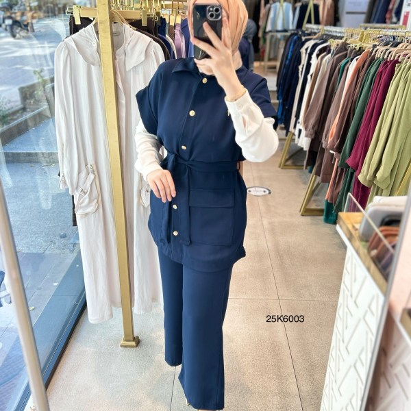 25K6003 KAPAK CEPLİ YELEK PANTOLON TAKIM - Görsel 6