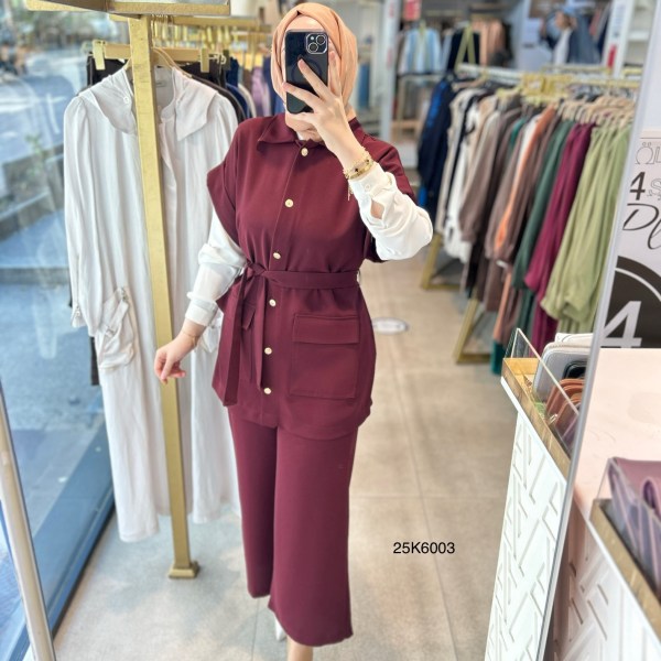 25K6003 KAPAK CEPLİ YELEK PANTOLON TAKIM - Görsel 13