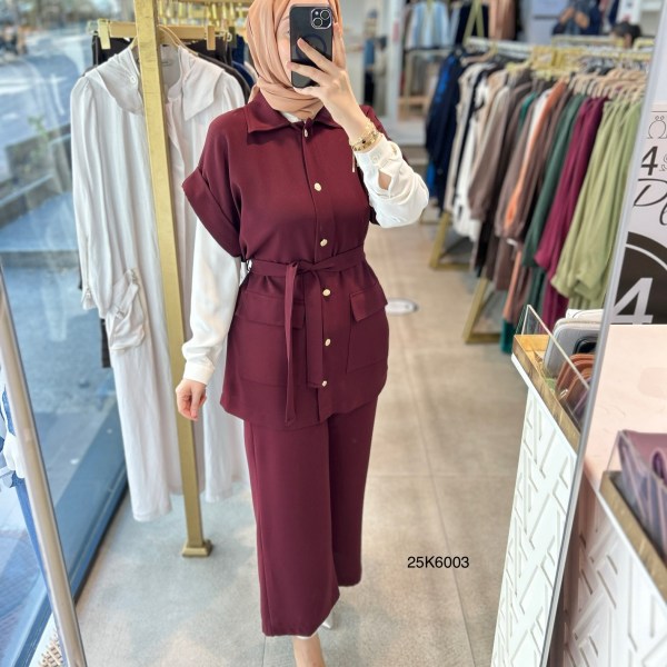 25K6003 KAPAK CEPLİ YELEK PANTOLON TAKIM - Görsel 16