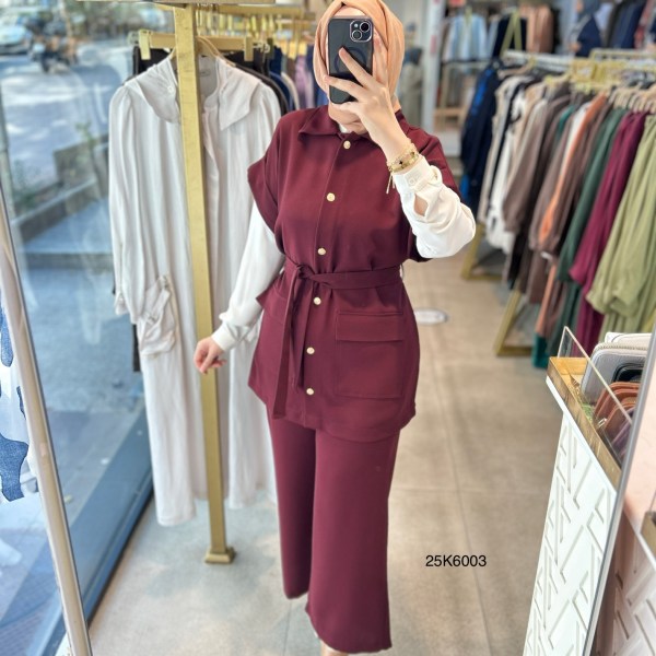 25K6003 KAPAK CEPLİ YELEK PANTOLON TAKIM - Görsel 11