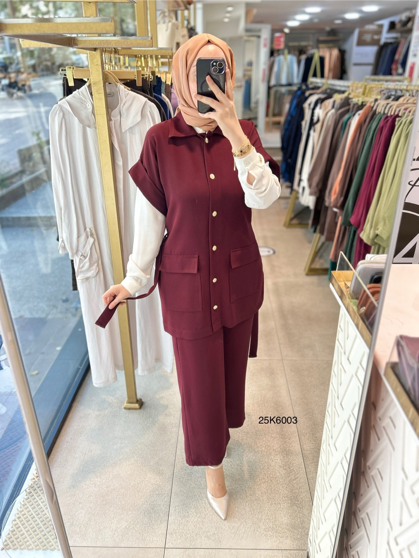 25K6003 KAPAK CEPLİ YELEK PANTOLON TAKIM