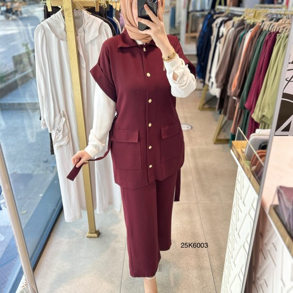 25K6003 KAPAK CEPLİ YELEK PANTOLON TAKIM - Görsel 8