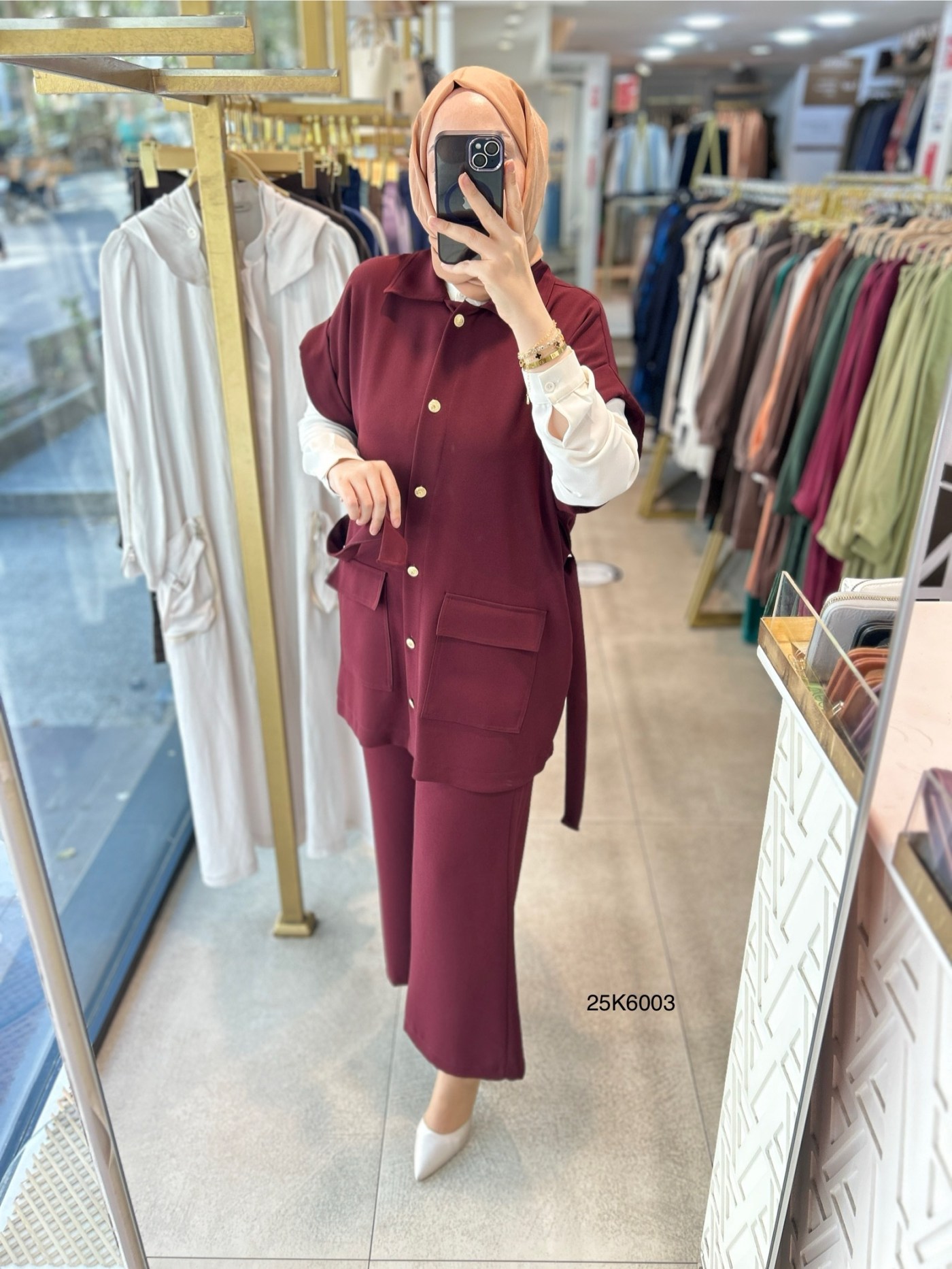 25K6003 KAPAK CEPLİ YELEK PANTOLON TAKIM