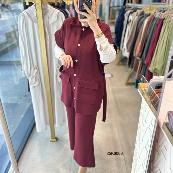 25K6003 KAPAK CEPLİ YELEK PANTOLON TAKIM - Görsel 22