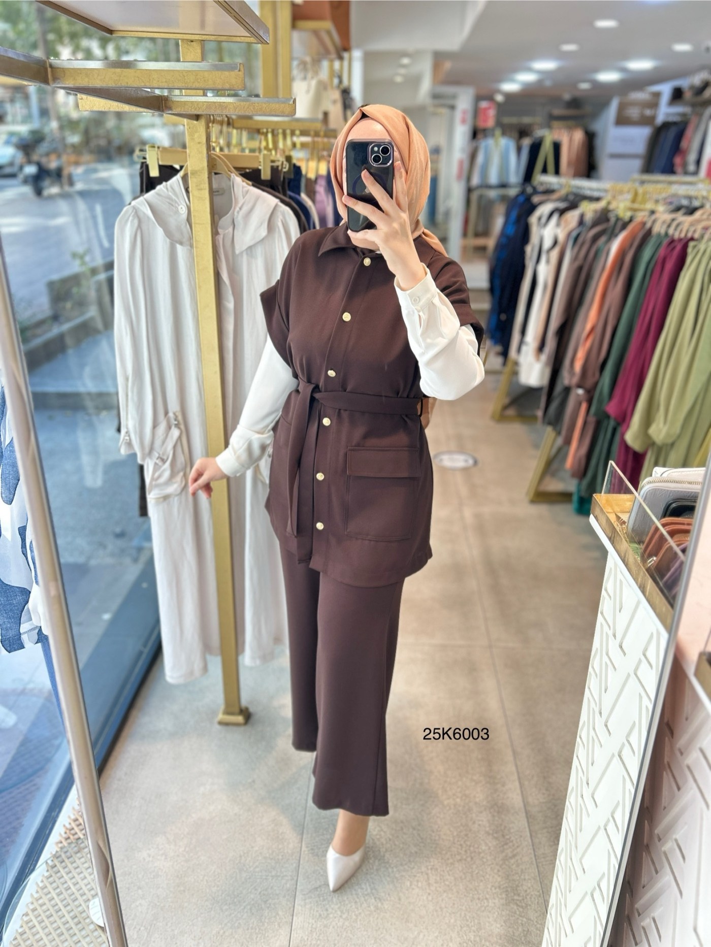 25K6003 KAPAK CEPLİ YELEK PANTOLON TAKIM