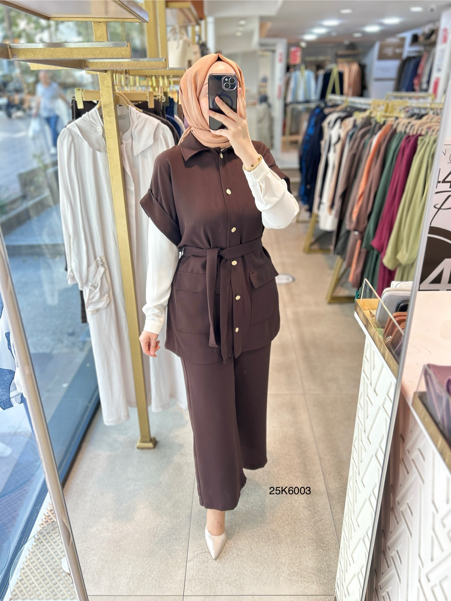 25K6003 KAPAK CEPLİ YELEK PANTOLON TAKIM - Görsel 2