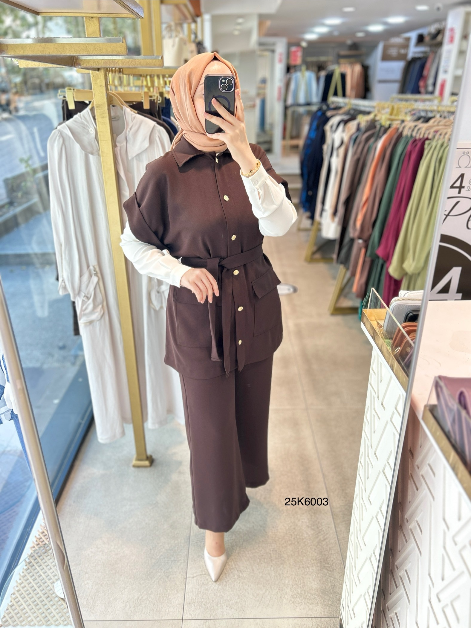 25K6003 KAPAK CEPLİ YELEK PANTOLON TAKIM - Görsel 3