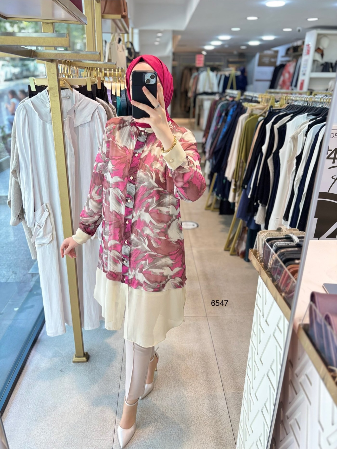 6547 Şifon Tül Detaylı Tunik