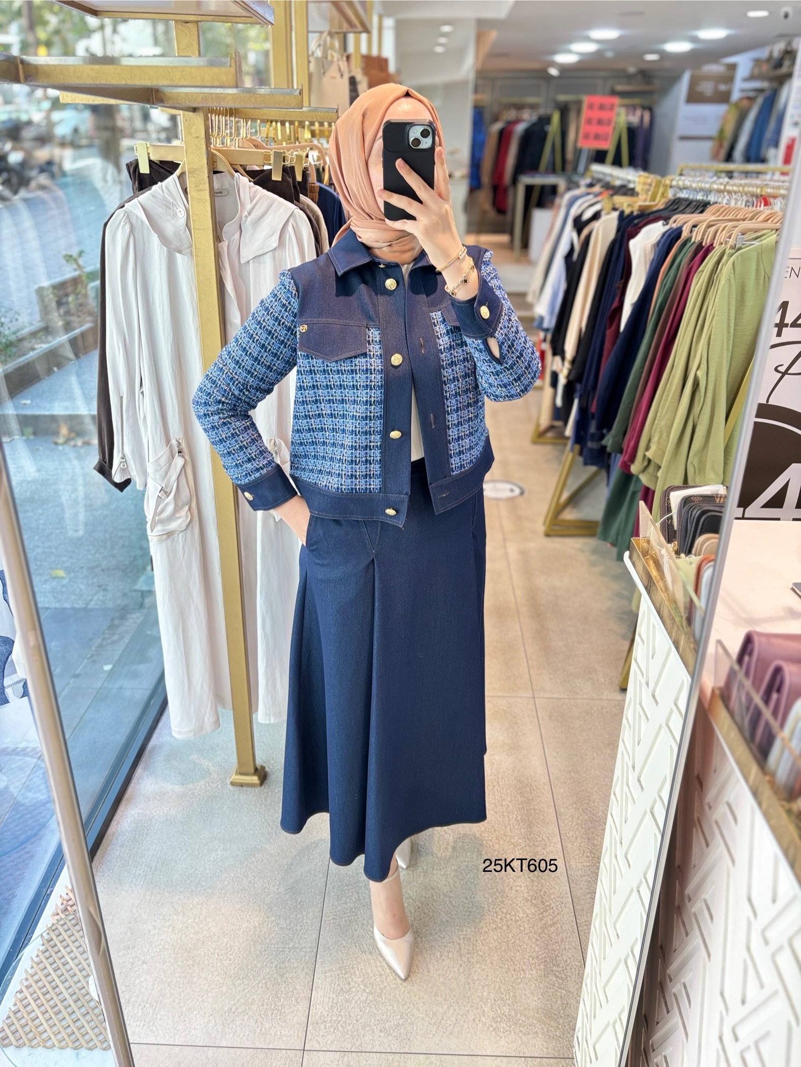 25KT605 ARMİNE TREND TÜVİT CEKET ETEK TAKIM - Görsel 6