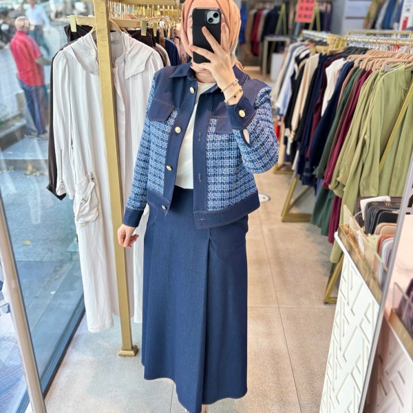 25KT605 ARMİNE TREND TÜVİT CEKET ETEK TAKIM - Görsel 5