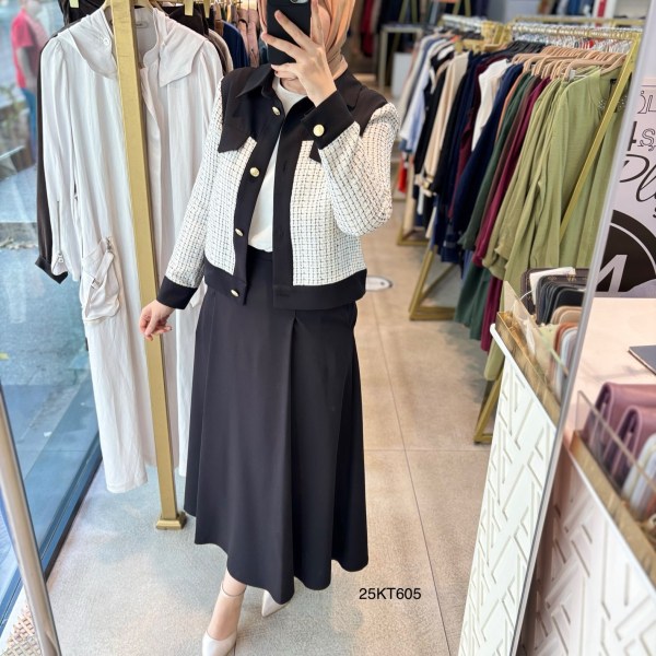 25KT605 ARMİNE TREND TÜVİT CEKET ETEK TAKIM - Görsel 15