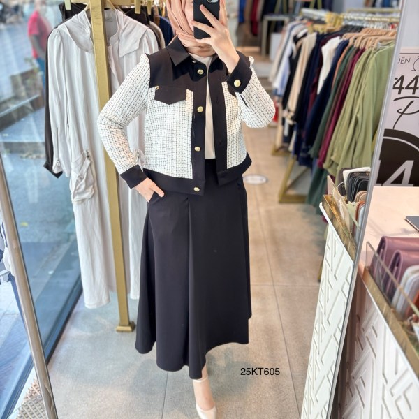 25KT605 ARMİNE TREND TÜVİT CEKET ETEK TAKIM - Görsel 1