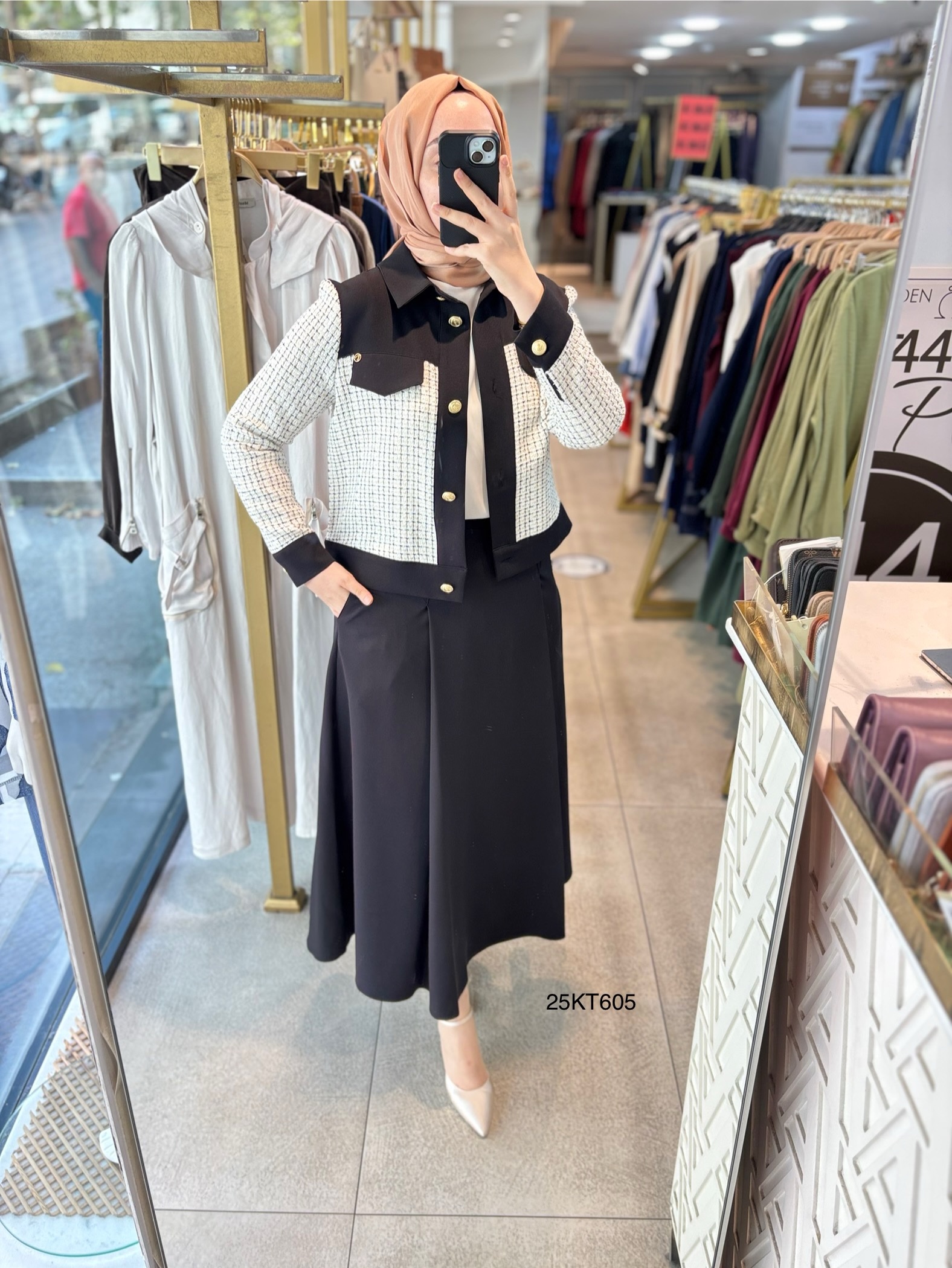 25KT605 ARMİNE TREND TÜVİT CEKET ETEK TAKIM - Görsel 1