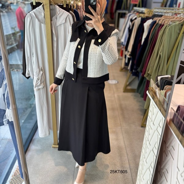 25KT605 ARMİNE TREND TÜVİT CEKET ETEK TAKIM - Görsel 2