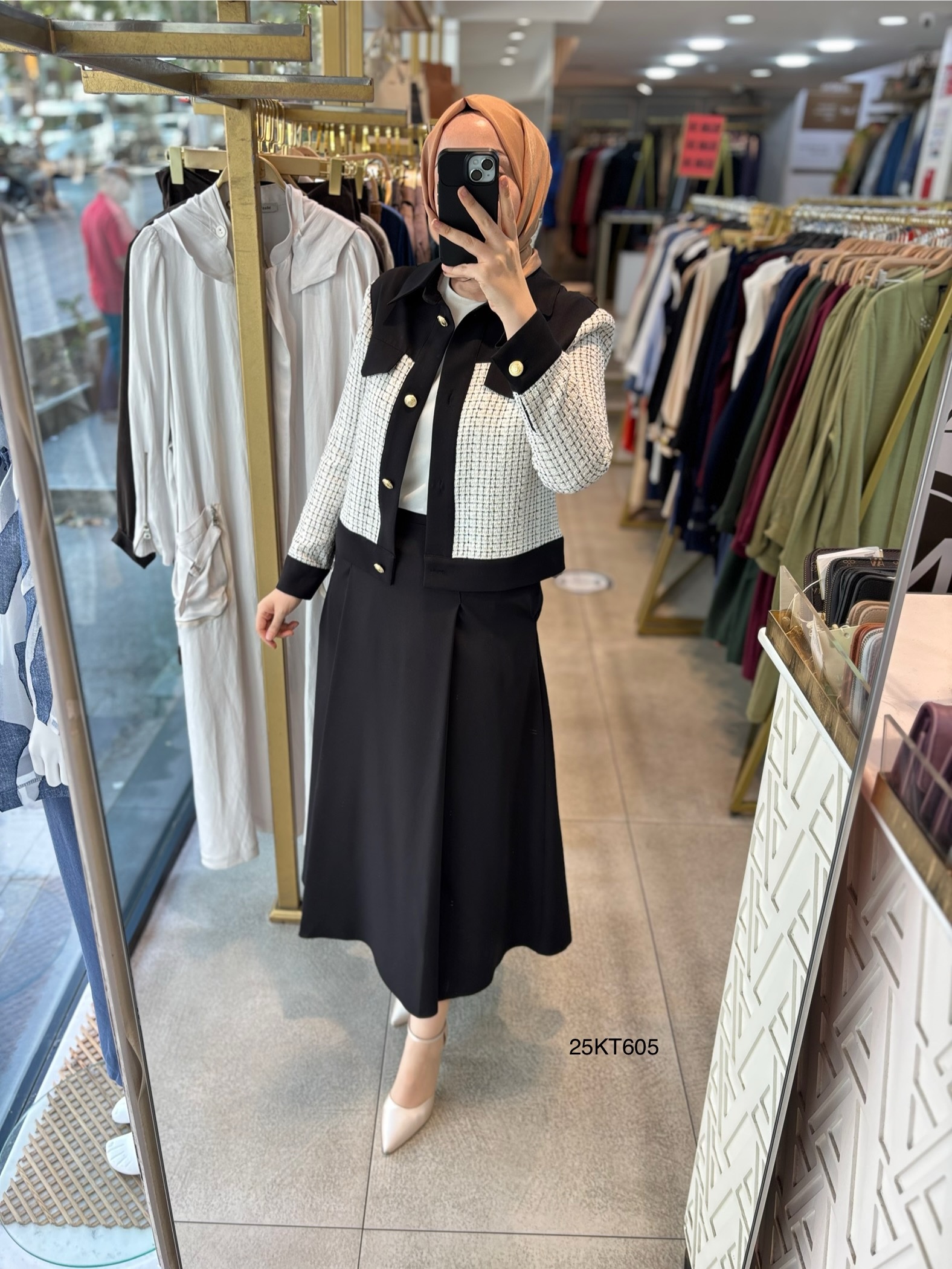 25KT605 ARMİNE TREND TÜVİT CEKET ETEK TAKIM - Görsel 2