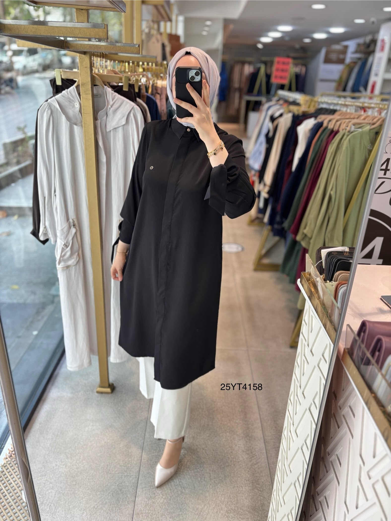 25YT4158 KOL DETAYLI TUNİK - Görsel 1