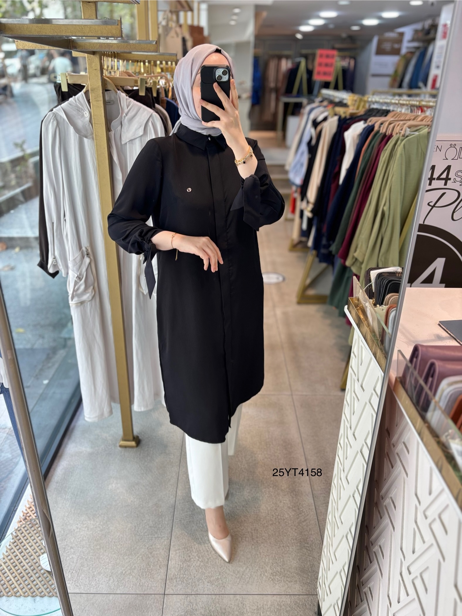 25YT4158 KOL DETAYLI TUNİK - Görsel 2