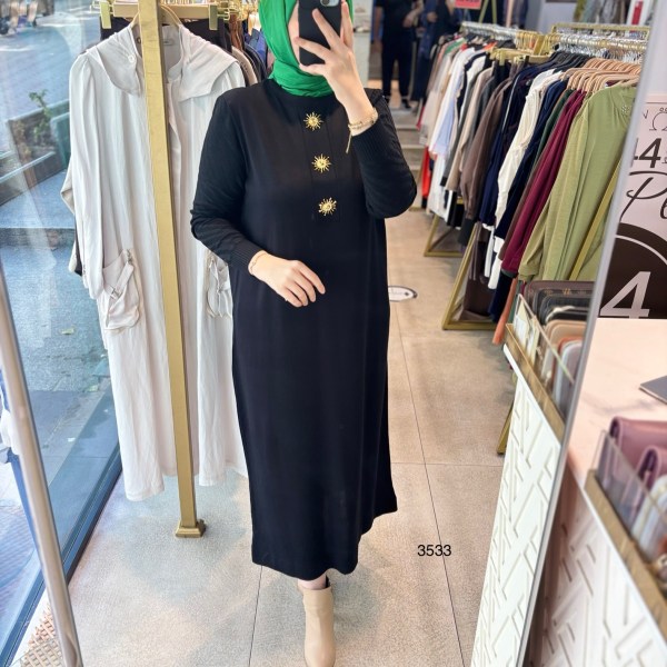 3533 MERSERİZE TRİKO ELBİSE - Görsel 1