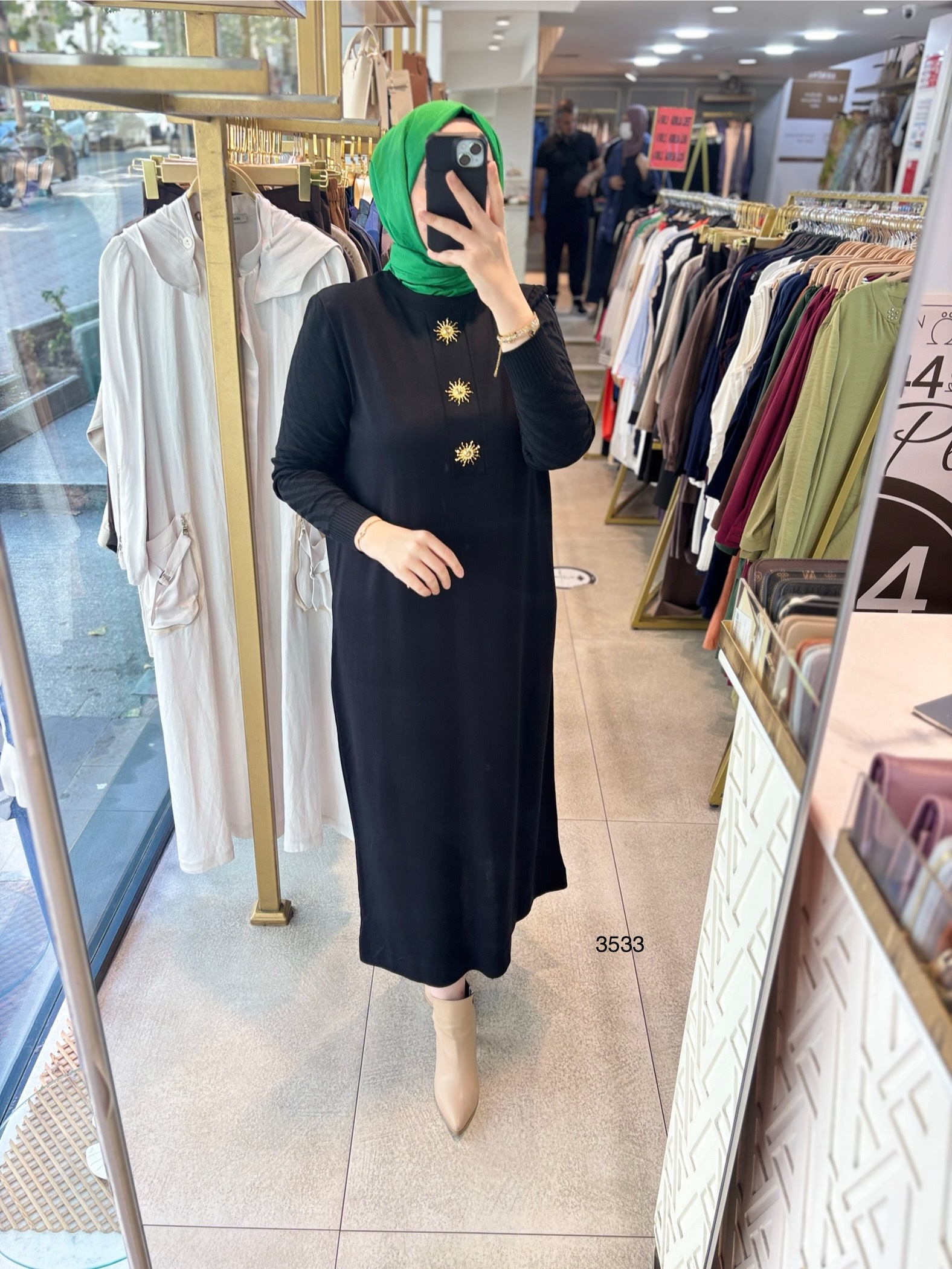 3533 MERSERİZE TRİKO ELBİSE - Görsel 1