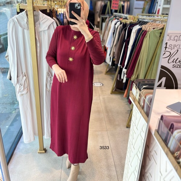 3533 MERSERİZE TRİKO ELBİSE - Görsel 3