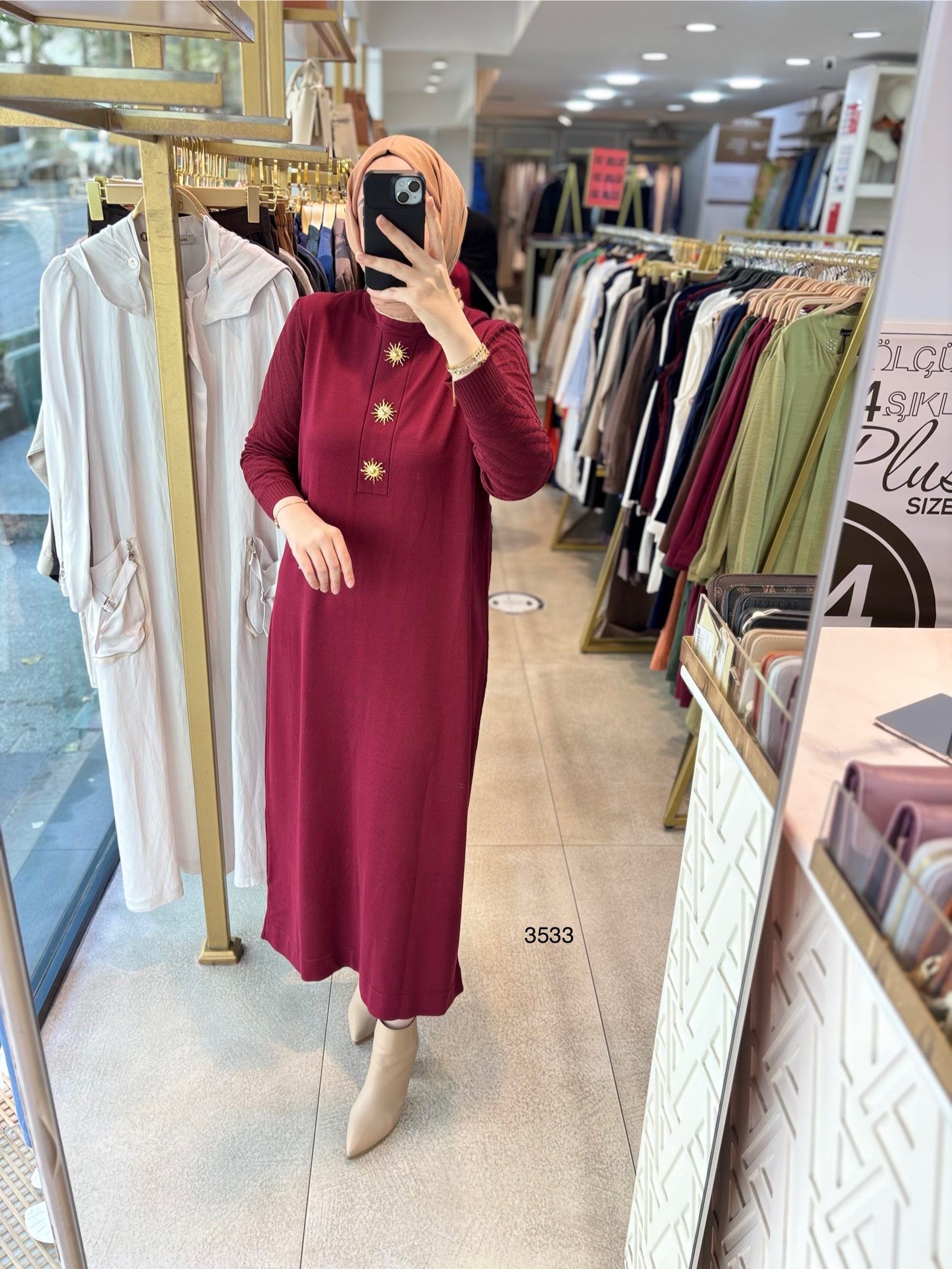 3533 MERSERİZE TRİKO ELBİSE - Görsel 3