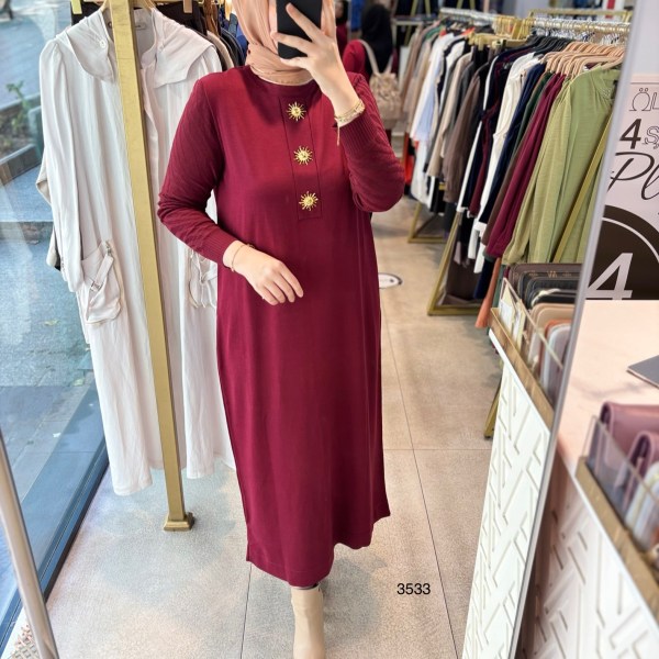 3533 MERSERİZE TRİKO ELBİSE - Görsel 4