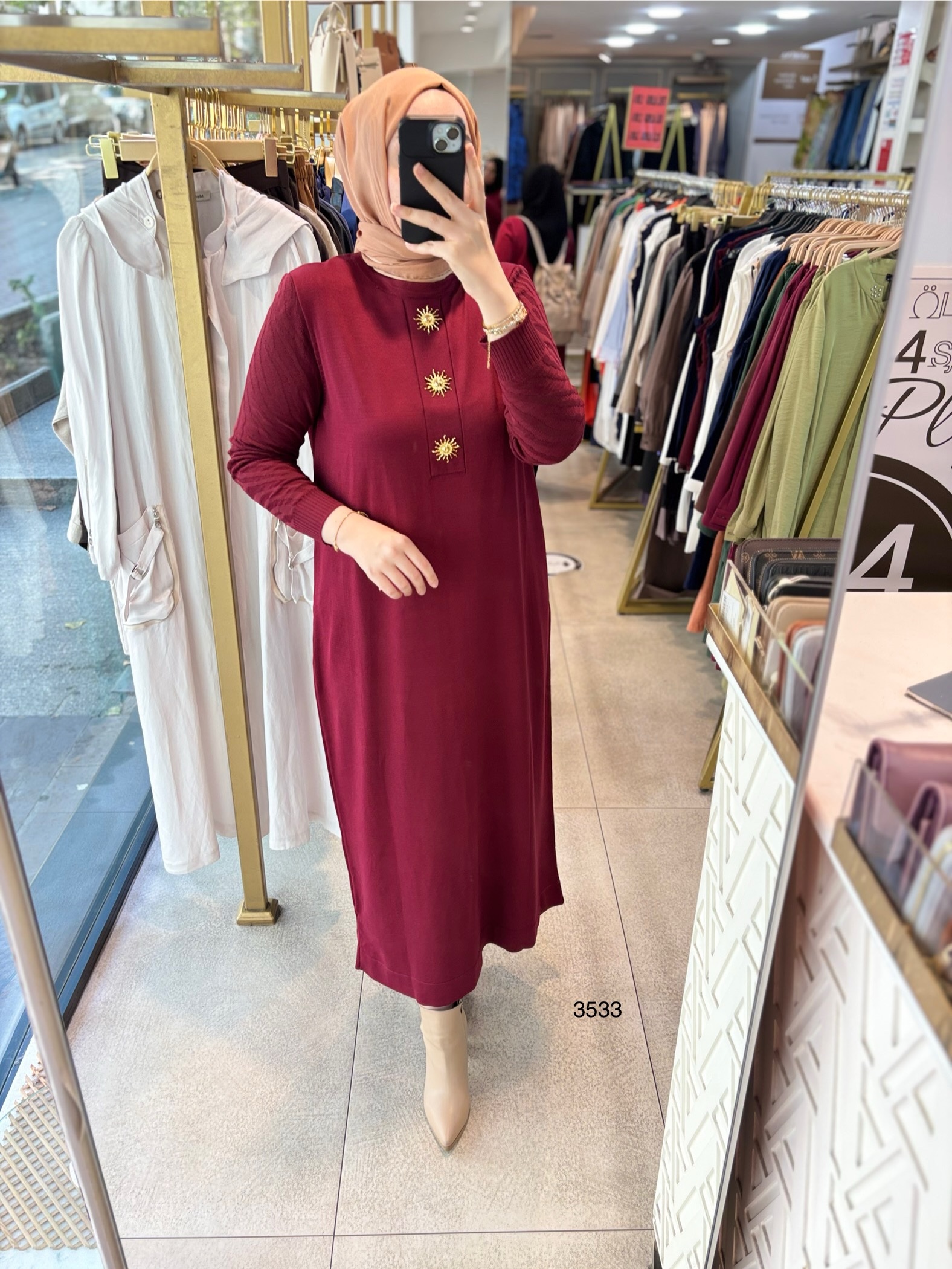 3533 MERSERİZE TRİKO ELBİSE - Görsel 4